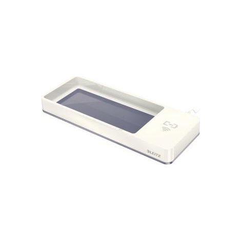 LEITZ Stiftschale Leitz WOW Duo Colour 26,6 x 2,8 x 10,1 cm (B x H x T) inkl. Qi-Induktionsladegerät Polystyrol grau/weiß 1 Fach (1/4)