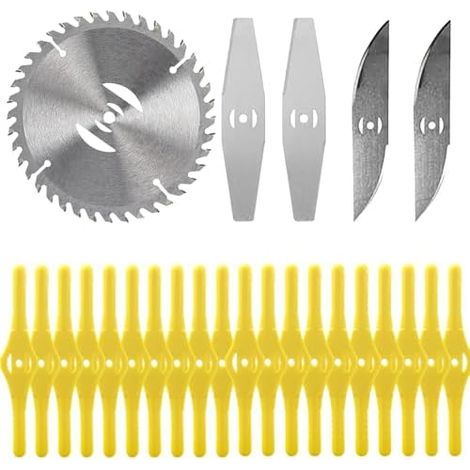 25 Pièces Coupe Bordure Lame De Rechange, DéBroussailleuses à Gazon Lames de Rechange en Plastique,Debroussailleuse Electrique Accessoires, pour Fil Garniture Jardin,Metal Blade jaune - (1/5)