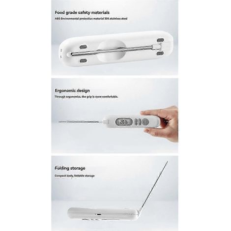 Thermomètre de cuisson électronique rechargeable LCD avec écran LCD pour la cuisson de la viande au barbecue.-AquaForge (1/4)