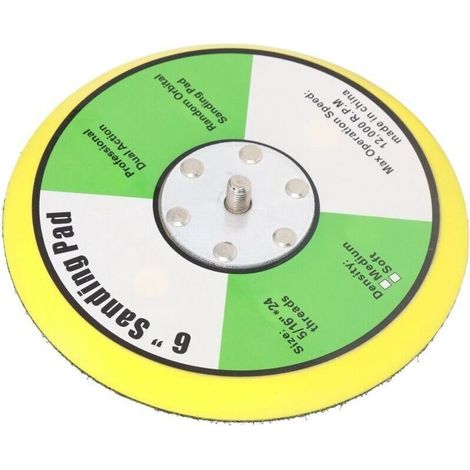 Plaque arrière auto-agrippante pour ponceuse et polisseuse pneumatique en PU pour ponçage et polissage 6 pouces 5/16 pouces x 24 filets 12000 tr/min (1/4)
