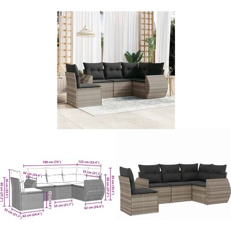 vidaXL Salon de jardin 5 pcs avec coussins gris clair résine tressée (1/3)