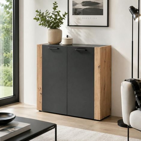 Petit buffet 2 portes gris foncé ALVA (1/5)