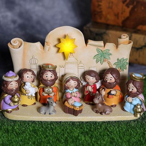 Crèche De Noël - Avec Lumières Led Intégrées - Décoration Religieuse Pour Intérieur - Tableau De Table Ou Fenêtre - 1 Pièce (1/5)