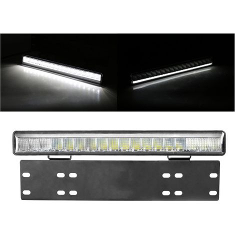 38 cm LED-Lichtbalken mit Kennzeichenhalter, drei Funktionen, 55 W, 4768 lm, 12–24 V, E‑Mark, geeignet für Auto, Bus, Lkw, landw