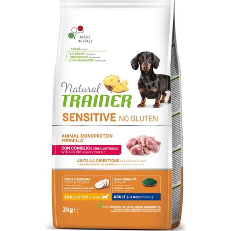 CROCCHETTE CANE ADULTO SENSITIVE NO GLUTEN SMALL&TOY CON CONIGLIO E CEREALI INTEGRALI 2KG