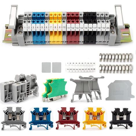 Borne D'alimentation UK 2.5B Kit de Borniers Sur Rail DIN, Borniers Sur Rail DIN, Borniers Sur Rail DIN pour Projets D'automatisation de Bricolage, Automatisation de la Production (1/5)