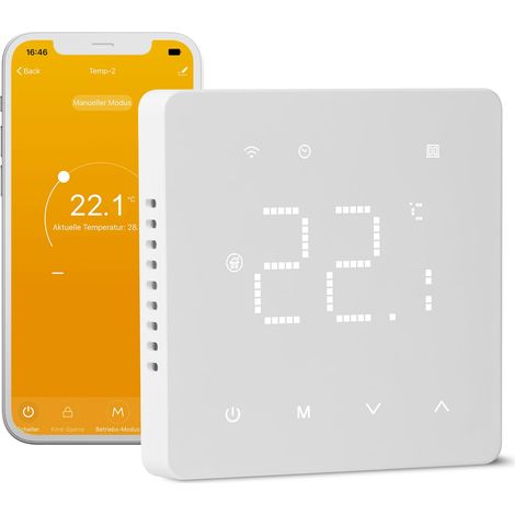 Thermostat für wasserbasierte Fußbodenheizung, digitaler WLAN-Raumthermostat für Fußbodenheizung, Tagesprogrammierung, intelligenter WLAN-Heizthermostat, kompatibel mit Tuya, Alexa und Google Assistan