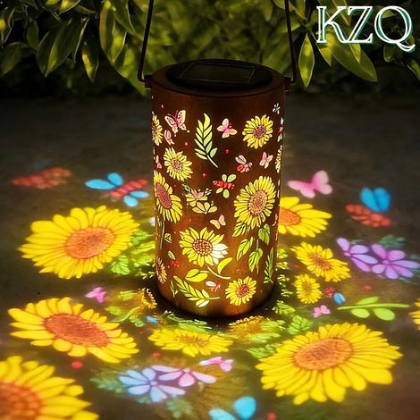 Lanternes Solaire Étanches Couleur pour Jardin, Décoration Extérieure Cadeaux pour Femmes Mères Grand-mères - Lumières Solaire en Forme de Tournesol Suspension pour Patio Pelouse Balcon-KZQ (1/5)