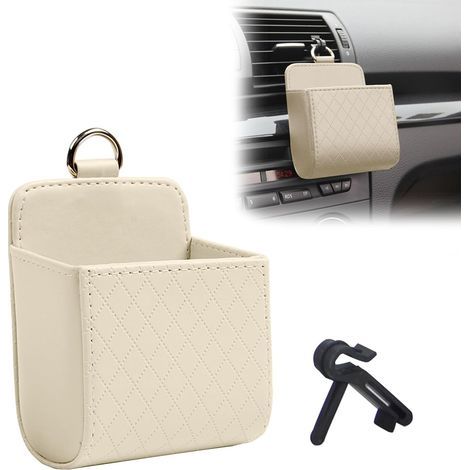 Boîte de rangement universelle en cuir pour coffre de voiture, pour l'avant de la voiture, accessoires de voiture pour homme et femme (beige, 1 pièce) (1/4)