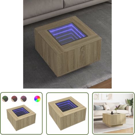 vidaXL LED-Couchtisch Sonoma-Eiche 60x60x40 cm Holzwerkstoff (1/5)