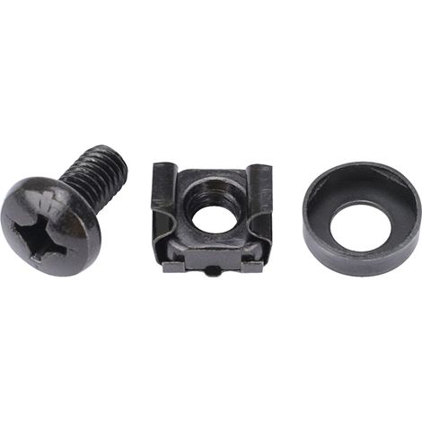 HMF 61024 Käfigmuttern Serverschrank, Kastenmuttern, 24er Set, schwarz (1/5)