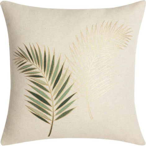 Coussin Déco "Isadora" 45x45cm Beige & Vert Sauge