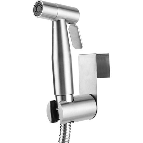Ensemble de douchette de toilette portable en acier inoxydable avec support de tuyau pour douchette pour couches lavables bébé, G7/8in US (1/5)