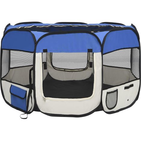 Parco per cani pieghevole con borsa per il trasporto 110 x 110 x 58 cm blu 020001724