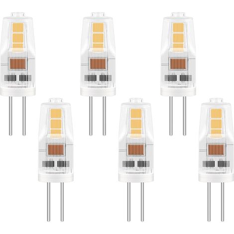 6 Pack G4 LED 2W Ampoule, Équivalent 20W Lampes Halogène, 200LM, AC/DC 12V, Blanc Chaud 3000K, Non dimmable, pour Lustres, Lampes D'armoire, Lampes de Paysage, Hotte Aspirante (1/5)