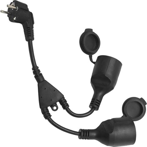 Rallonge étanche IP44 avec 2 prises, convient pour l'extérieur, la maison et le bureau, 36 cm (1/5)