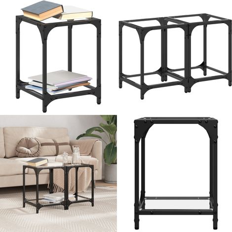Couchtische mit Glasplatte 2 Stk. Transparent 30x30x40 cm Stahl - Couchtisch - Glastisch - Wohnzimmerstil - Esszimmertisch - Side Table - Home & Living (1/5)