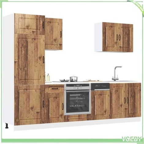 Ensemble d'armoires de cuisine 7 pièces - Kalmar - vieux bois - bois d'ingénierie - pieds réglables (1/5)