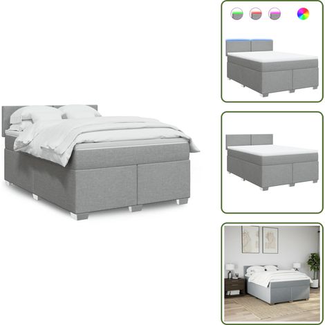 Boxspringbett mit Matratze Hellgrau 160x200 cm Stoff - Boxspringbett - Boxspringbetten - Bett - Bettgestell (1/5)