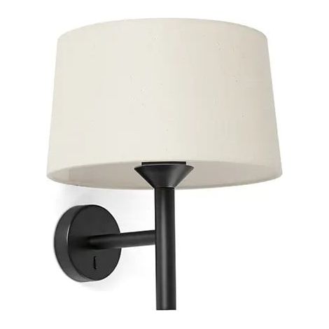 Faro Windsor Lampada da parete con paralume nero opaco, lino 1x E27