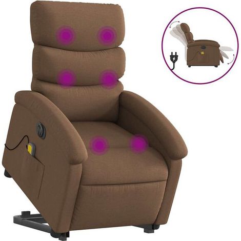 Fauteuil inclinable de massage électrique en tissu marron (1/5)