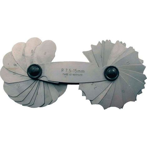Radienschablone 15.5-25 mm 15 Blatt zum Messen von Innen- und Außenradien