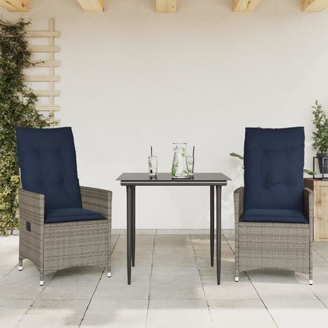 Maison Exclusive - Gartenstühle Verstellbar 2 Stk. mit Kissen Gra