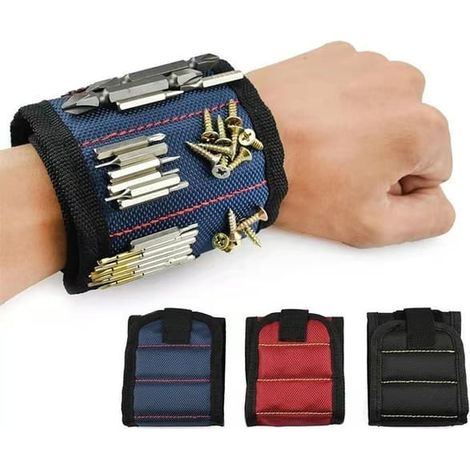 Bracelet magnétique avec dos adhésif et fermeture Velcro, pour ranger outils, tournevis et vis. (1/4)