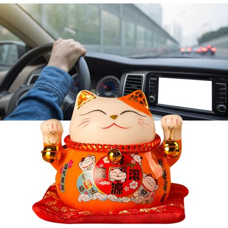 Tirelire Chat Porte-Bonheur 11,5 cm, adorable et raffinée, en céramique, motif chat porte-bonheur, décoration de bureau orange (1/5)
