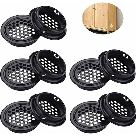 Rejilla de ventilación redonda de acero inoxidable Rejilla de ventilación redonda de acero inoxidable Rejilla de ventilación negra de 10 piezas para armarios Ventilación para muebles de cocina (1/5)