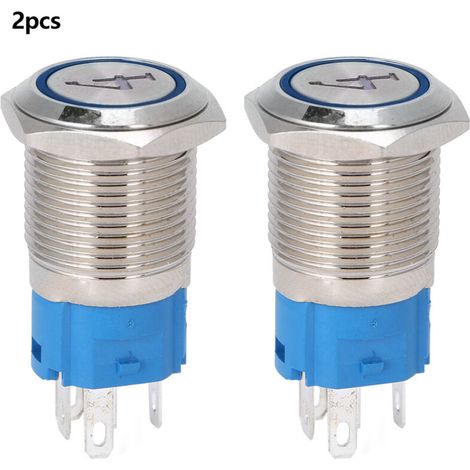 Beleuchteter Drucktaster, 16 mm, 5-polig, automatische Rückstellung, blau, 43–6 V DC, metallisch (1/5)