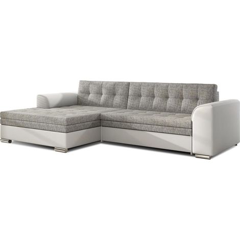 Canapé d'angle convertible CONFORTO 4 places gris et blanc – angle gauche (1/4)