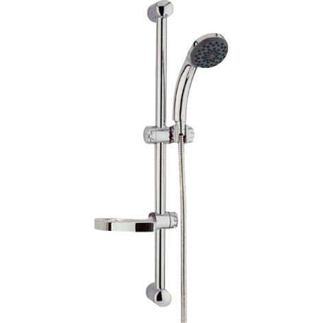 rail coulissant colonne 60 cm pour tringle de douche avec porte-savon et douchette