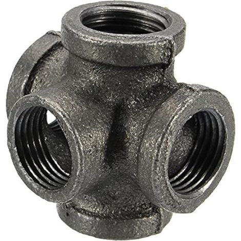 1/2 "3/4" 1 "5 Voies raccord de Tuyau en Fonte malléable Noir connecteur de Tube Femelle croisé - 1/2 Pouce