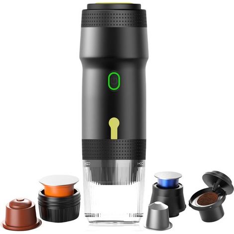 Macchina per espresso portatile - Mini macchina da caffè - Prepara il caffè ovunque ti trovi - Sistema 3 in 1 - 60 ml - Nero (1/5)