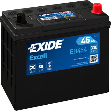 BATTERIE EXIDE EXCELL B24R 12V 45AH 330A 237X127X227 +D EB454 (1/2)
