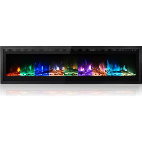 50-Inch Electric Fireplace, 900W/1800W Wall - Mount or Freestanding, Metal - Panel Design, Gorgeous Colorful Flames, Remote - Controlled, and Crystal - Decorated for a Cozy Home