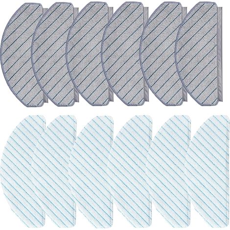 12 Pièces - Chiffon De Vadrouille - Microfibre - Lavable Et Jetable - Pour Aspirateur Ecovacs Deebot Ozmo T10 T10 Plus - Noir - 30x10cm (1/5)