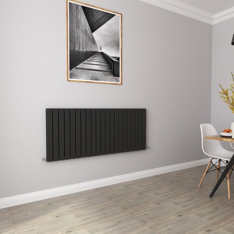 Acezanble Horizontal Flat Panel Radiator Central Heating Rad 600x1428mm Double Black