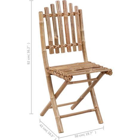 Chaises pliables de jardin 2 pcs avec coussins Bambou 22 (1/5)