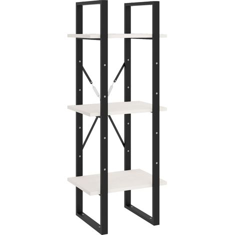 Libreria a 3 Ripiani Armadio per Libri Bianca 40x30x105 cm Legno Massello di Pino (1/4)
