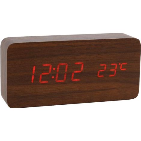Réveil vintage en bois, horloge électronique lumineuse LED silencieuse et créative pour étudiants, horloge en bois tendance, horloge de chevet pour salon. (1/5)