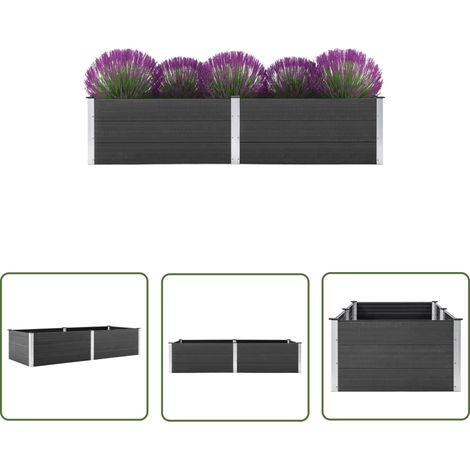 The Living Store Lit surélevé de jardin 250x100x54 cm WPC Gris - Jardinière - Pot De Fleurs Extérieur - Bac À Fleurs - Lit Surélevé - Jardin Vertical (1/5)