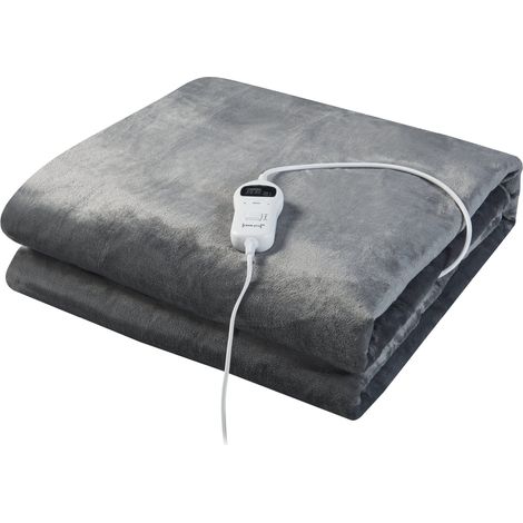 Coperta elettrica riscaldata 120 watt camera da letto 200 x 150 cm grigio scuro 030009336