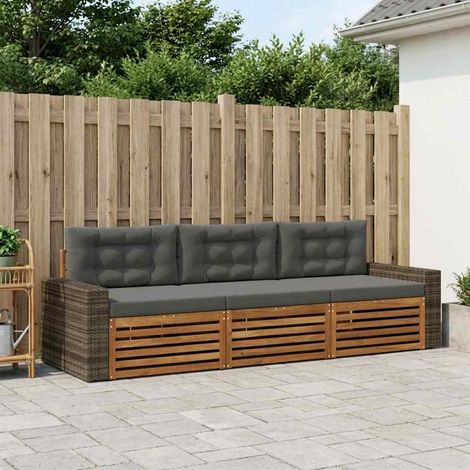 vidaXL Outdoor-Sofagarnitur 3 pcs Natur und Anthrazit Polyester (1/5)