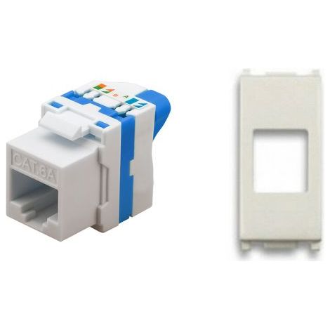 TechLy presa di rete RJ45 UTP CAT.6a tooless + Vimar Arkè bianca