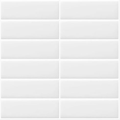 Self-adhesive white wall tiles for subway backsplash, for kitchen and bathroom, 10 sheets (12" × 12") (1/4)