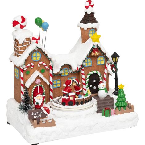 Villaggio illuminato babbo natale treno pupazzo di neve 11 led musicale e  - Atmosphera créateur d'intérieur