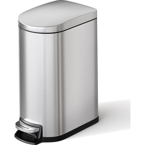 Poubelle cuisine/salle de bain 10L/2,6 gal - Acier inoxydable - Couvercle silencieux à fermeture douce - Seau intérieur amovible - Poignée arrière - Couleur acier inoxydable