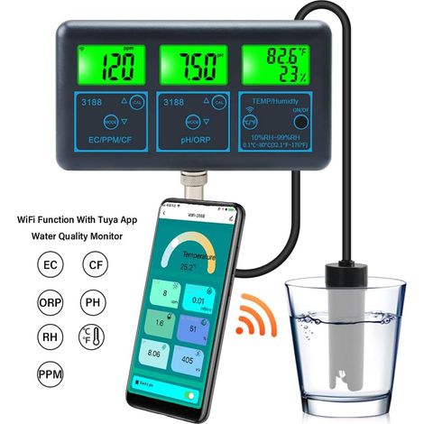 7-in-1-Wasserqualitätstester – pH-Wert 0,0–14,0 – Leitfähigkeit 0,00–19,99 mS/cm – TDS 0–9990 ppm – Für Aquarien und Hydrokulturen (1/5)